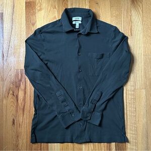COS Men’s Small Full Placket Long Sleeve Button Up Polo Shirt in Espresso